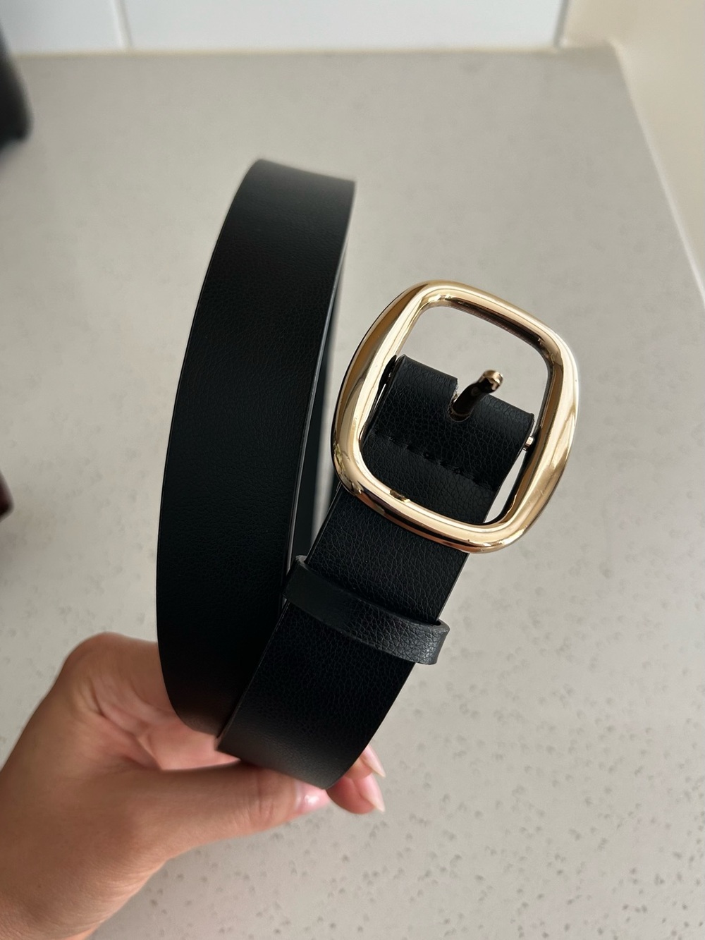 H&M Black Belt with Gold Buckle